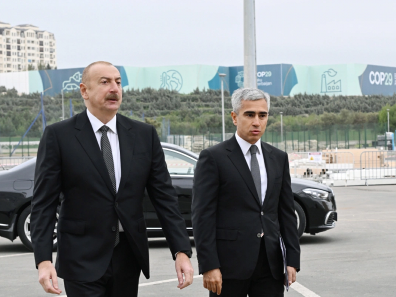 İlham Əliyev Olimpiya Stadionunun ərazisində COP29-a hazırlıqla bağlı görülən işlərlə tanış olub