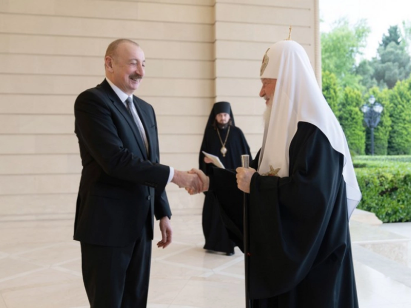 İlham Əliyev Moskvanın və Bütün Rusiyanın Patriarxı Kirill ilə görüşüb