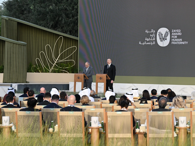 İlham Əliyev: "Zayed İnsan Qardaşlığı Mükafatı"nı almaq böyük şərəfdir