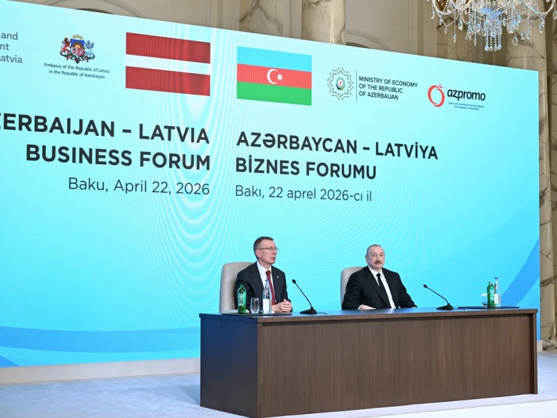 İlham Əliyev və Edqars Rinkeviçsin iştirakı ilə Bakıda Azərbaycan-Latviya biznes-forumu keçirilib